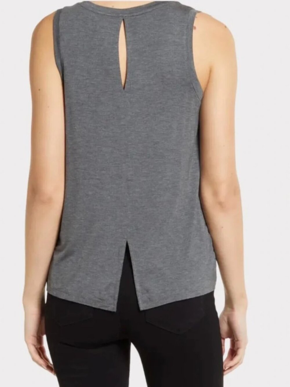 Halogen Keyhole Swing Tank Top Heather Gray XL